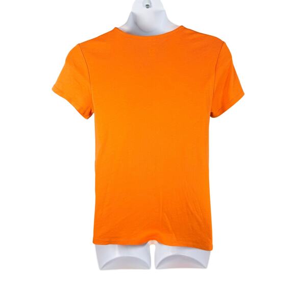 J Jill Top Womens Large Orange 100% Pima Cotton Crew-neck Shirttail Tee - Picture 5 of 14